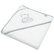 Baby terry towel with embroidery and hood 80×80 cm white bear - Children's Bath Towel