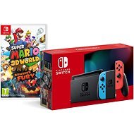 Nintendo Switch - Neon Red&Blue Joy-Con + Super Mario 3D World - Game Console