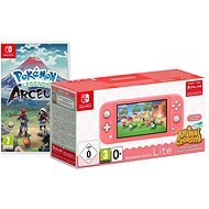 Nintendo Switch Lite - Coral + Animal Crossing + 3M NSO + Pokémon Legends: Arceus - Game Console