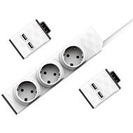 Set PowerStrip Modular 3m Cable + 2 x USB module - Socket