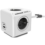 Cubenest Powercube Extended USB PD 20W, A + C, 4× zásuvka, 3 m, biela/sivá - Predlžovací kábel