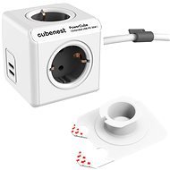 Cubenest Powercube Extended USB PD 35W, 2xUBS-C, 4x aljzat, 1,5 m, fehér/szürke - Schuko - Hosszabbító kábel