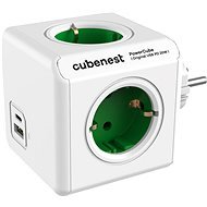 Cubenest Powercube Original USB PD 20W, A+C, 4× zásuvka, biela/zelená – Schuko - Zásuvka