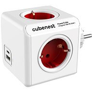 Cubenest Powercube Original USB PD 20W, A+C, 4x zásuvka, bílá/červená - Schuko - Zásuvka
