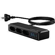 Cubenest SlimLine PowerStrip 3x AC socket, 2x USB-A + 2x USB-C 33W, 1.5m black - Extension Cable