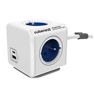 Cubenest Powercube Extended USB PD 20W, A+C, 4x aljzat, 1,5m, fehér/kék - Hosszabbító kábel