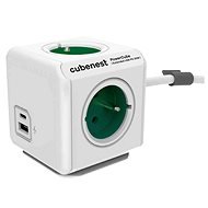 Cubenest Powercube Extended USB PD 20W, A + C, 4× zásuvka, 1,5 m, biela/zelená - Predlžovací kábel