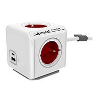 Cubenest Powercube Extended USB PD 20W, A + C, 4× zásuvka, 1,5 m, biela/červená - Predlžovací kábel