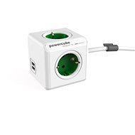 PowerCube Extended USB zelená – schuko - Zásuvka