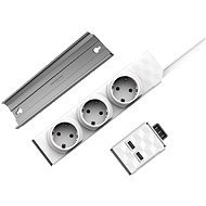 PowerStrip Modular Switch 1,5 m + USB-Modul + PowerStrip-Schiene - Steckdose