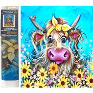 Norimpex Cow with bow 30 × 40 cm - Diamond Painting