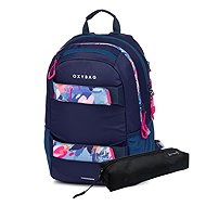 OXYBAG Student backpack + case Oxy Sport Flowers Blue - Backpack