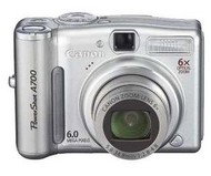 Canon PowerShot A700 stříbrný (silver), CCD 6 Mpx, 6x zoom, 2.5" LCD, 2x AA, SD/ MMC  - Digital Camera