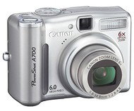 Sada Canon PowerShot A700 stříbrný + nabíječka + 2xAA baterie 2500mAh - Digital Camera