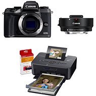 Canon EOS M5 (fekete) + EF-EOS M + Canon SELPHY CP1200  (fekete) + RP-54 - Digitális fényképezőgép