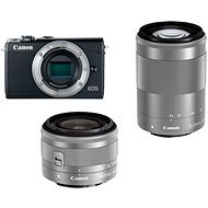 Canon EOS M100 szürke + M15-45mm ezüst + M55-200mm ezüst - Digitális fényképezőgép