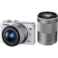 Canon EOS M100 M15-45mm fehér + ezüst + ezüst M55-200mm - Digitális fényképezőgép