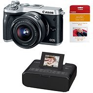 Canon EOS M6 (ezüst) + EF-M 15-45 mm + Canon SELPHY CP1200 (fekete) + RP-54 - Digitális fényképezőgép