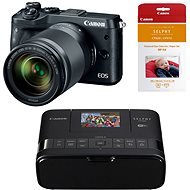 Canon EOS M6 Black + EF-M 18-150mm + Canon SELPHY CP1200 Black + Free RP-54 Paper Pack - Digital Camera