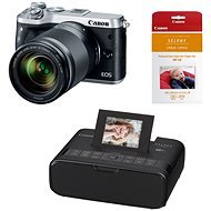 Canon EOS M6 Silver + EF-M 18-150mm + Canon SELPHY CP1200 Black + Free RP-54 Paper Pack - Digital Camera