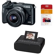 Canon EOS M6 (fekete) EF-M 15-45 mm + Canon SELPHY CP1200 (fekete) +RP-54 - Digitális fényképezőgép