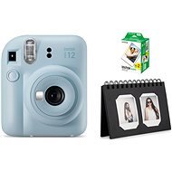 FujiFilm Instax Mini 12 Pastel Blue + Minifilm 20 Fotos + Instax Schreibtischalbum 40 schwarz - Sofortbildkamera