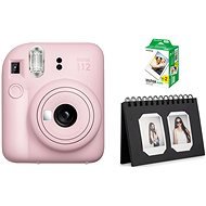 FujiFilm Instax Mini 12 Blossom Pink + mini film 20ks fotek + Instax desk album 40 Black - Instant Camera