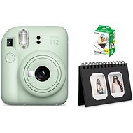 FujiFilm Instax Mini 12 Mint Green + Minifilm 20Stk Fotos + Instax Schreibtischalbum 40 Craft - Sofortbildkamera