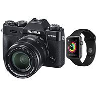 Fujifilm X-T30 čierny + XF 18–55 mm + Apple Watch Series 3 38 mm GPS Vesmírne sivý hliník - Digitálny fotoaparát
