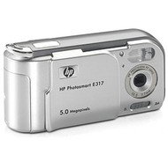 HP PhotoSmart E317 stříbrný (silver), CCD 5 Mpx, 1,7" LCD, 2x AA, SD/ MMC - Digital Camera