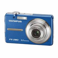 Olympus FE-280 Zoom modrý (blue), CCD 8 Mpx, 3x zoom, 2.5" LCD, Li-Ion, xD, face detection - Digital Camera