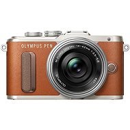 Olympus PEN E-PL8 braun + Pancake Objektiv ED 14-42EZ silber - Digitalkamera