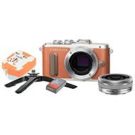 Olympus PEN E-PL8 hnedý + Pancake objektív ED 14 – 42EZ strieborný + Travel kit - Digitálny fotoaparát