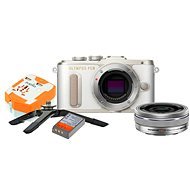 Olympus PEN E-PL8 fehér + ED 14-42EZ Pancake objektív ezüst + Utazókészlet - Digitális fényképezőgép