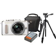 Olympus PEN E-PL8 white + Pancake lens ED 14-42EZ silver + Olympus Starter Kit - Digital Camera