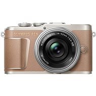 Olympus PEN E-PL10 barna színű + Pancake Zoom készlet 14-42 mm ezüst színű - Digitális fényképezőgép
