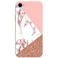 TopQ Cover iPhone SE 2020 Marble pink glitter 75356 - Phone Cover
