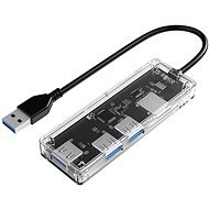 Orico USB-A Hub 4× USB 3.0 Transparent thin, TF/SD reader - USB hub