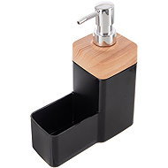 ORION BLACK Wooden Spender für Spülmittel mit Organizer 0,38 l schwarz Kunststoff - Seifenspender