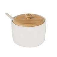 ORION Sugar bowl porc. /wood+spoon WHITELINE dia. 9,5 cm - Storage Jar