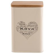 COFFEE HEART Tin/Wood, 9.5x9.5x14cm - Storage Jar