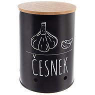 ORION doboz, átmérője 11 cm, Fokhagyma, FEKETE CZ fém/bambusz - Tárolóedény