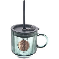 ORION VERDE Mug with lid and straw 0,35 l glass/UH - Mug