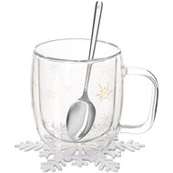 ORION Double wall mug DOUBLE flake 0,38 l borosil. glass + spoon + coaster - Mug
