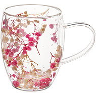 ORION DOUBLE Mug 0,36 l double walled borosil. glass flowers - Mug