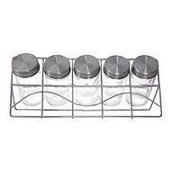 Orion Glass/Stainless-steel 5 pcs+  Stand, MATT, Chrome - Spice Container Set