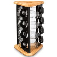 Orion Glass/plastic basket 12 pcs+stand wood/metal BLACK - Spice Shaker