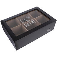 ORION Teebeutelbox schwarz Holz/Glas - Tee-Box