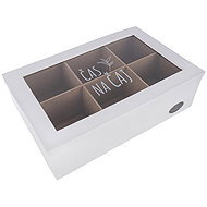 ORION Tea bag case white wood/glass - Tea Storage Box