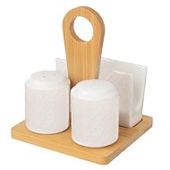 ORION Seasoning set + wipes porc. /bamboo WHITELINE - Condiments Tray